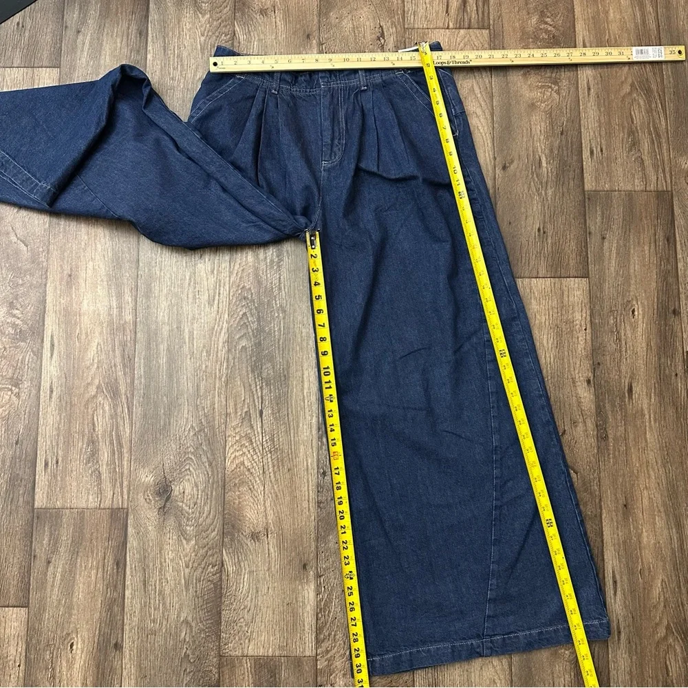Free People We The Free Equinox Denim Trousers Blue Jeans Wide Leg Size 30